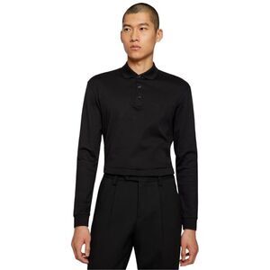 NWOT Hugo Boss Pado 30 Interlock Cotton Long Sleeve Polo Shirt Black 3XL